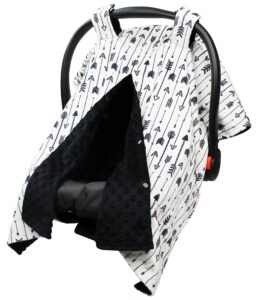 top tots baby car seat canopy cover - black native arrows on white