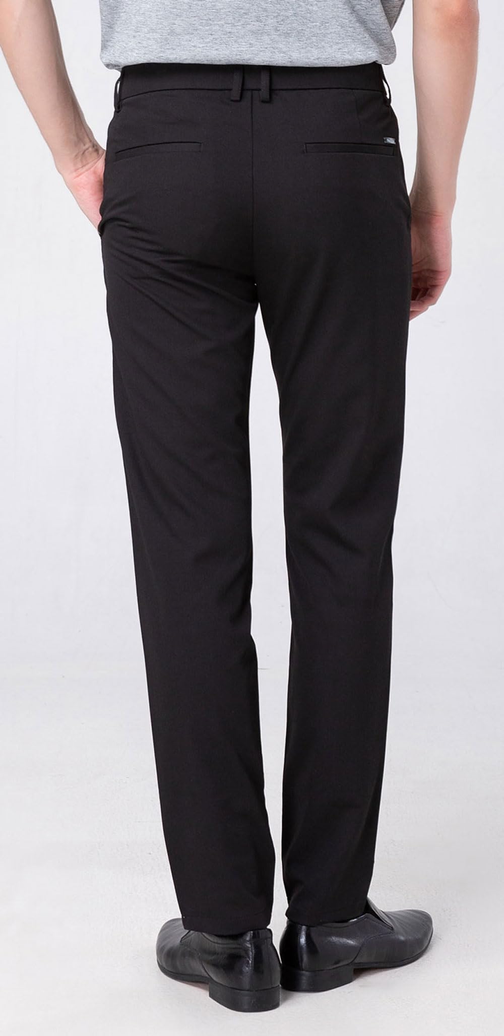 Plaid&Plain Men’s Slim Fit Dress Pants Stretch Dress Pants 8101Black 30X30