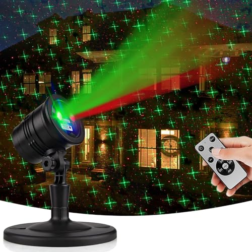 Outdoor Laser Light, Christmas Projector Lights, Laser Star Light with Remote Control, Indoor Outdoor Holiday Decoration, Christmas Gift, Wedding | Home | Party |Garden | Wall Decoration