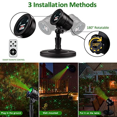 Outdoor Laser Light, Christmas Projector Lights, Laser Star Light with Remote Control, Indoor Outdoor Holiday Decoration, Christmas Gift, Wedding | Home | Party |Garden | Wall Decoration