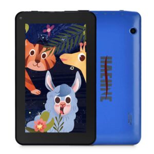 haehne 7 inch tablet, android 9.0 pie, 1g ram 16gb storage, quad core, ips display, dual camera, fm, wifi only, bluetooth, blue