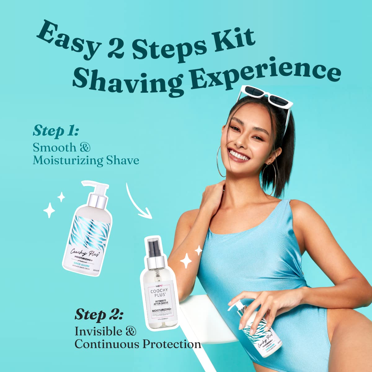 Coochy Plus Intimate Shaving Complete Kit - COCO ALLURE & Organic After Shave Protection Soothing Moisturizer Mist – Antioxidant Formula Prevents Razor Burns, Itchiness & Ingrown Hairs