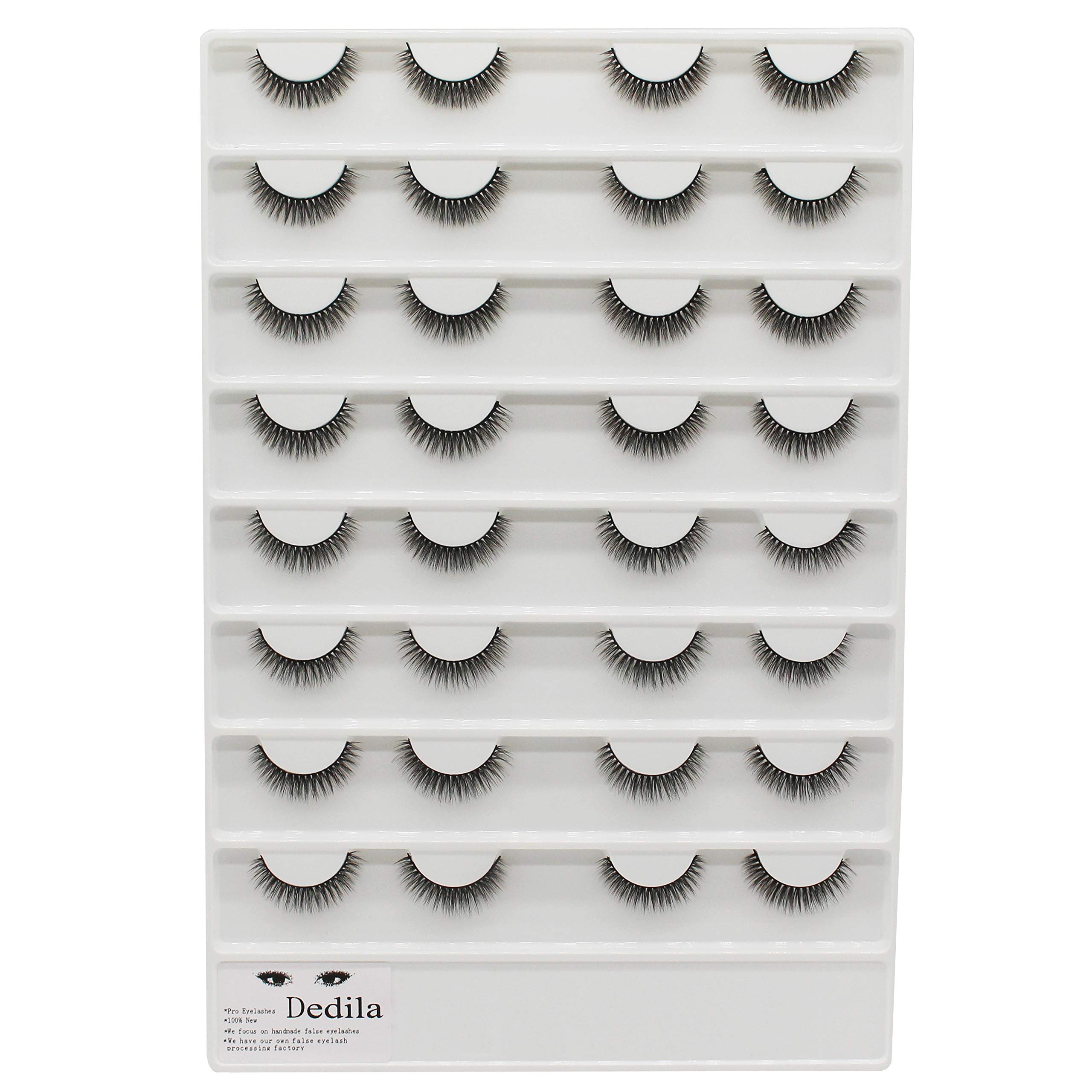 Dedila Large Tray Mink Eyelashes 16Pairs Handmade 3D Nature Short False Eyelashes Reusable Double Layer Soft and Light Weight Volume Eye Lashes Extensions (2506)