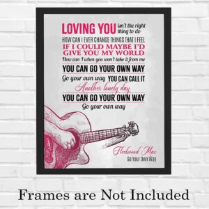 You Can Go Your Own Way - Fleetwood Mac Song Lyrics WallArt, Rock Music Wall Decor Print For Living Room Decor Aesthetic, Home Decor, Dorm Decor, Office Decor, or Bedroom Decor, Unframed - 11x14