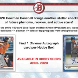 2020 Bowman MLB Baseball RETAIL box (24 pks/bx)