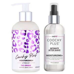 coochy plus intimate shaving complete kit - the origin & organic after shave protection soothing moisturizer mist – antioxidant formula prevents razor burns, itchiness & ingrown hairs