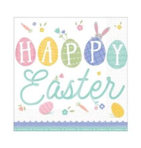 amscan happy easter, pretty pastels luncheon party napkins, 6.5" x 66.5", 16 per pack - 2 packs
