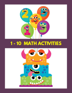 1 - 10 math activities - counting practice - number writing - coloring worksheets