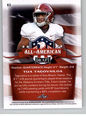 2020 Leaf Draft #62 Tua Tagovailoa RC Rookie Football Trading Card