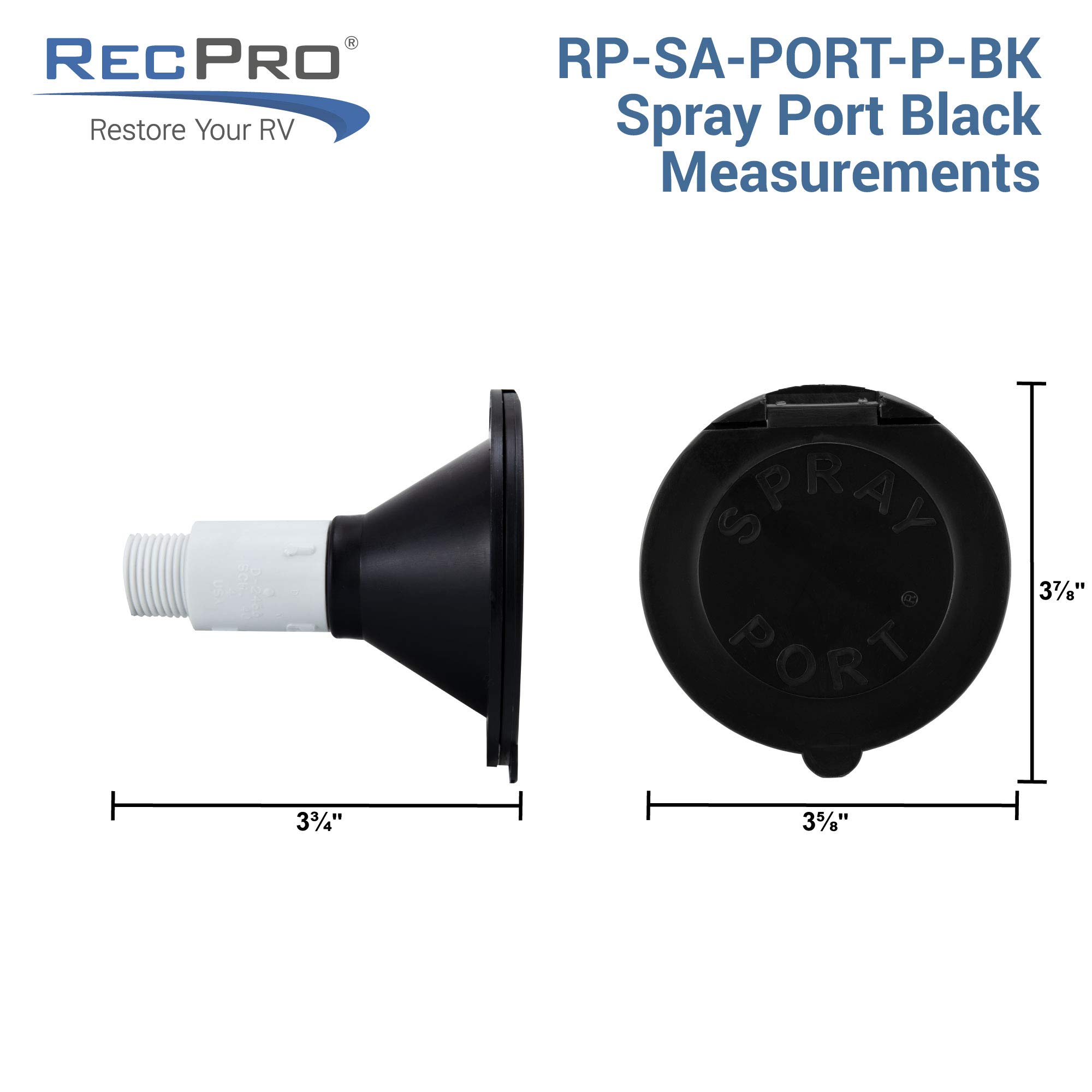 RecPro RV Exterior Spray Port Hook-Up Connector | Optional Hose with Sprayer or Quick Connector | RV Exterior Shower Port (Black, Flexspout)