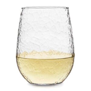 libbey hammered stemless all-purpose wine glasses, 17-ounce, set of 8