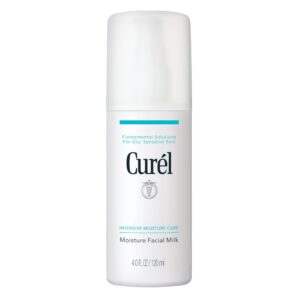 curel japanese skin care moisture facial milk moisturizer, daily face lotion for dry sensitive skin, ph balanced, unscented advanced ceramide care face cream without drying alcohols, 4 oz