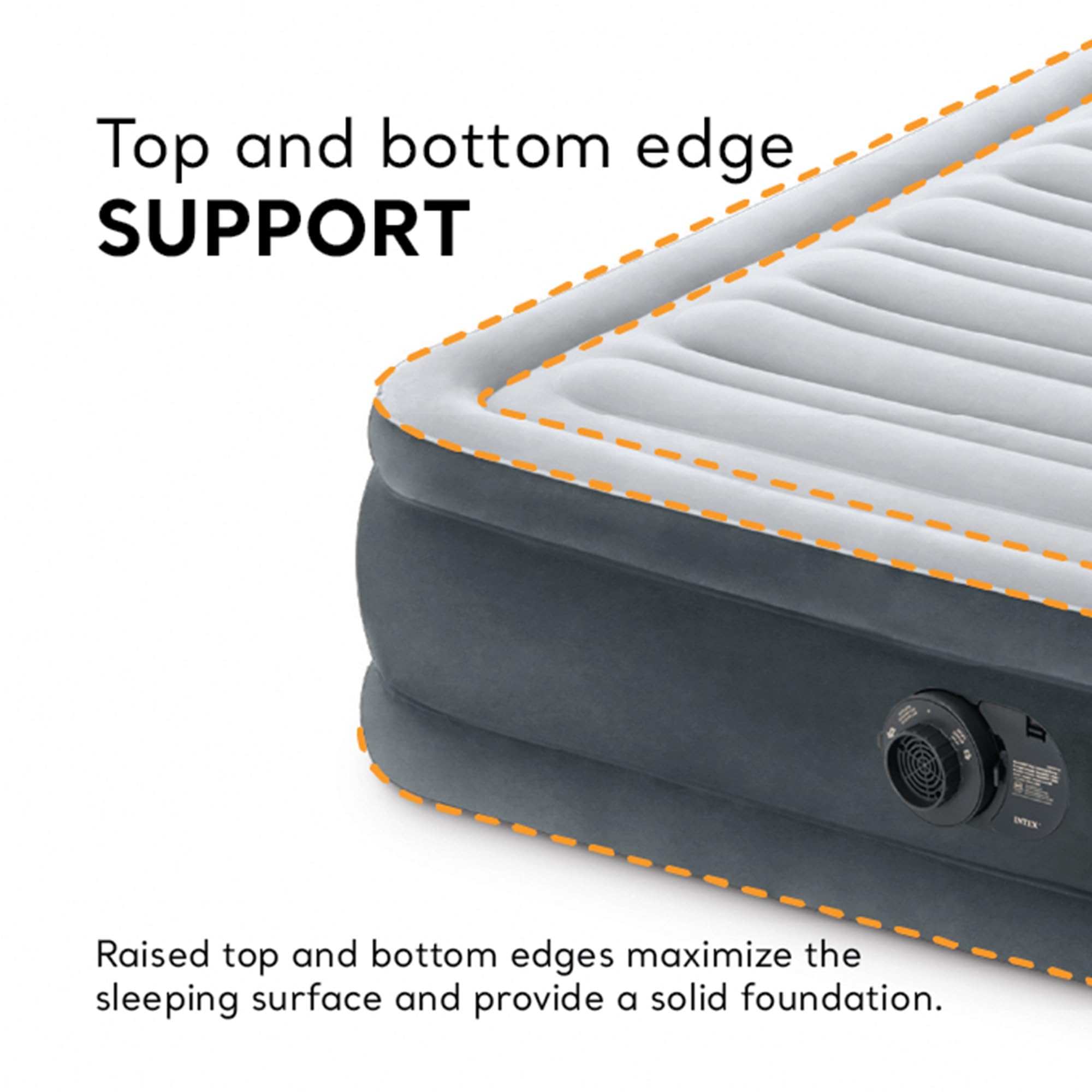 Intex 67767ED Dura-Beam Deluxe Comfort-Plush Mid-Rise Air Mattress: Fiber-Tech – Full Size – Built-in Electric Pump – 13in Bed Height – 600lb Weight Capacity