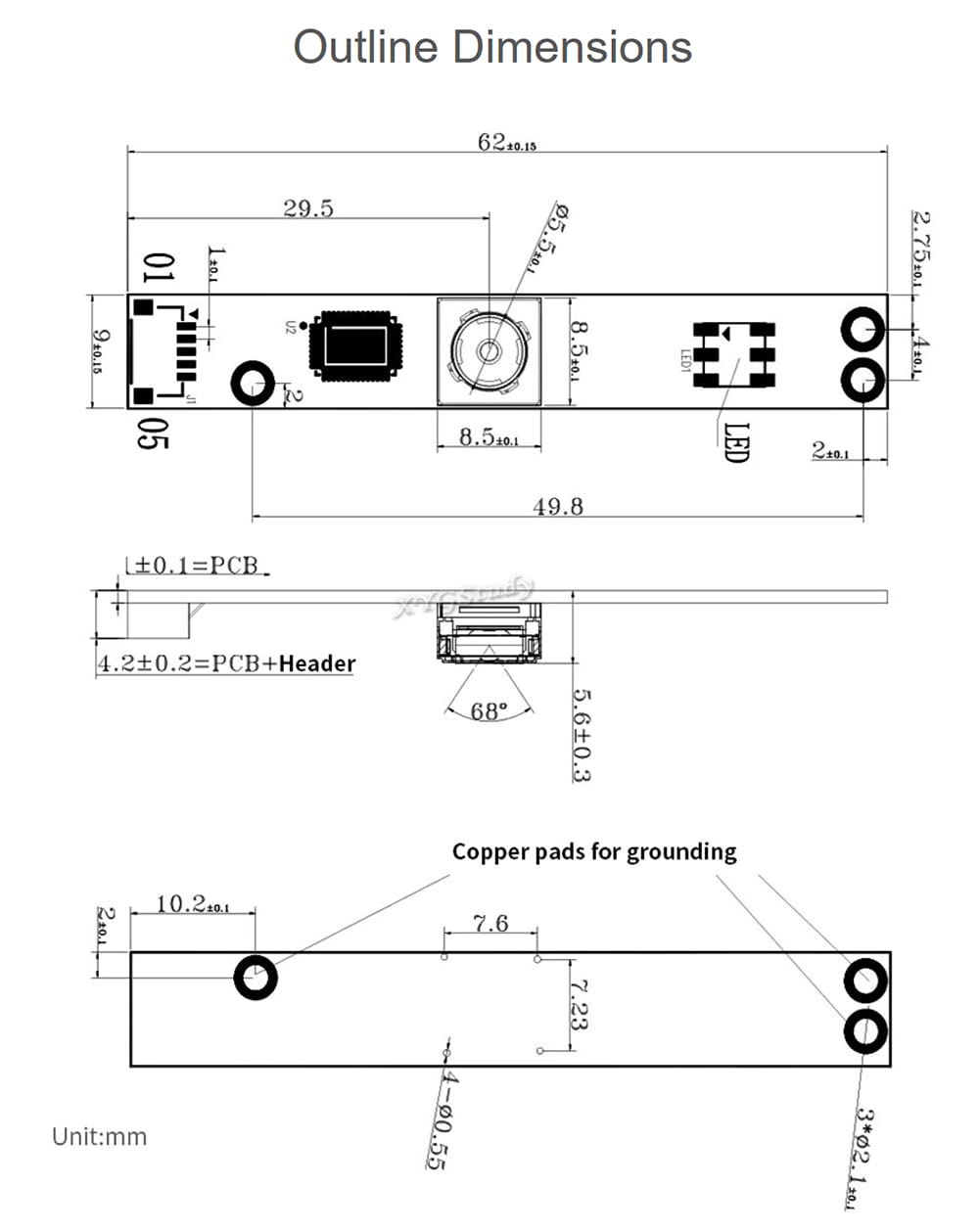 XYGStudy for Raspberry Pi OV5640 5MP USB Camera Module 2592x1944 USB Interface High Definition Small in Size Driver-Free Sensor Supports Raspberry Pi Jetson Nano