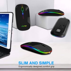 Wireless Bluetooth Mouse for Laptop,Rechargeable Mouse 2.4G USB Optical Wireless Mouse,LED Slim Dual Mode(Bluetooth 5.0 and 2.4G) Wireless Mouse for Laptop, PC, Mac OS,Android,Windows (Black)