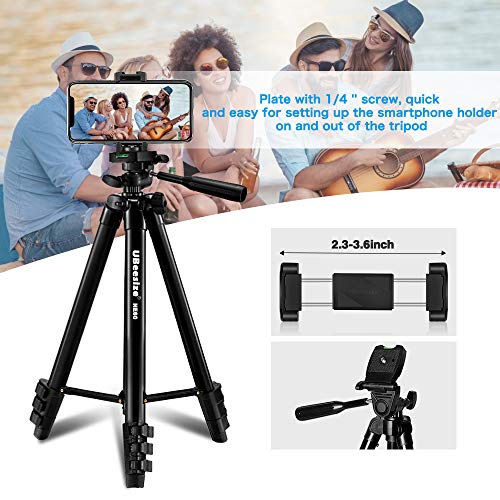 UBeesize 60” Phone Tripod with Carry Bag & Cell Phone Mount Holder for Live Streaming, Extendable Travel Lightweight Tripod Stand with Smartphone Wireless Remote, Compatible with iOS/Android