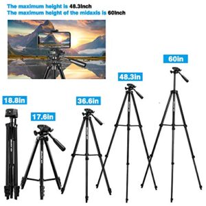 UBeesize 60” Phone Tripod with Carry Bag & Cell Phone Mount Holder for Live Streaming, Extendable Travel Lightweight Tripod Stand with Smartphone Wireless Remote, Compatible with iOS/Android