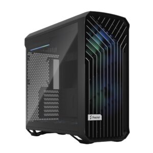 fractal design torrent rgb black - light tint tempered glass panels - open grille for maximum air intake - two 180mm rgb pwm and three 140mm rgb fans included - atx airflow mid tower pc gaming case