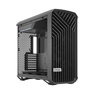 Fractal Design Torrent Gray - Ligth Tint Tempered Glass Side Panel - Open Grille for Maximum air Intake - Two 180mm PWM and Three 140mm Fans Included - Type C - ATX Airflow Mid Tower PC Gaming Case