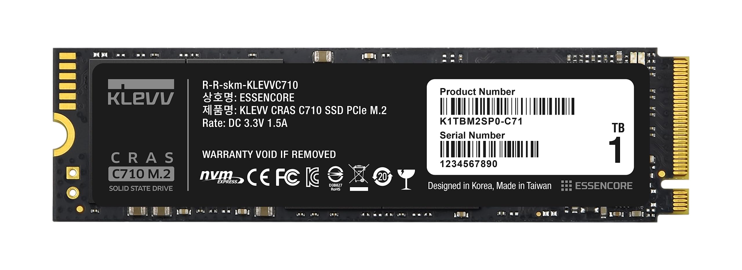 KLEVV CRAS C710 1TB M.2 NVMe PCIe Gen3x4 Internal SSD up to 2100MB/s (K01TBM2SP0-C71)