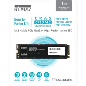 KLEVV CRAS C710 1TB M.2 NVMe PCIe Gen3x4 Internal SSD up to 2100MB/s (K01TBM2SP0-C71)