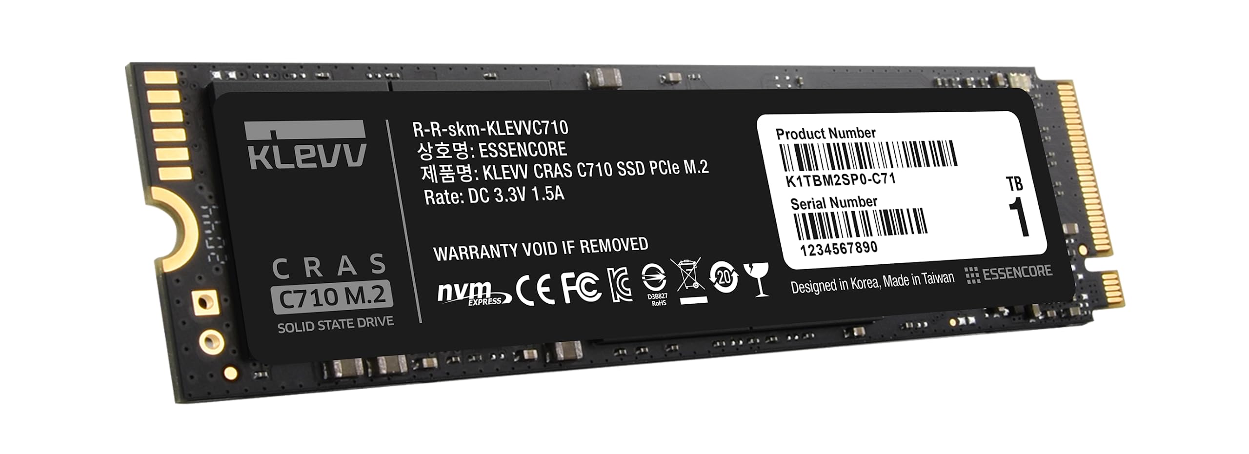 KLEVV CRAS C710 1TB M.2 NVMe PCIe Gen3x4 Internal SSD up to 2100MB/s (K01TBM2SP0-C71)