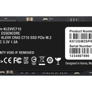 KLEVV CRAS C710 512GB M.2 NVMe PCIe Gen3x4 Internal SSD up to 2050MB/s (K512GM2SP0-C71)