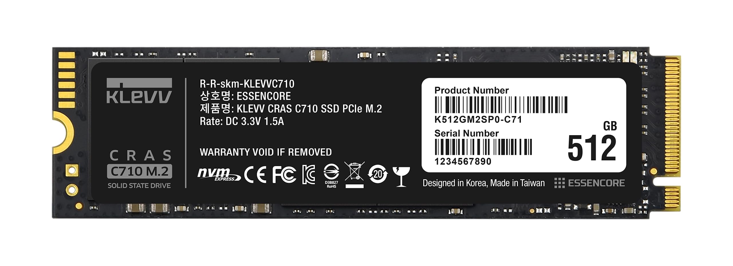 KLEVV CRAS C710 512GB M.2 NVMe PCIe Gen3x4 Internal SSD up to 2050MB/s (K512GM2SP0-C71)