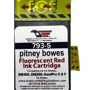 American MAILING Solutions INC. | 2-Pack | PB 793-5 Replacement Red Fluorescent Ink Cartridge for Postage Meters DM100i, DM125i, DM150i, DM175i, DM200L, DM225, SendPro 300, C200, C300, C400, C425