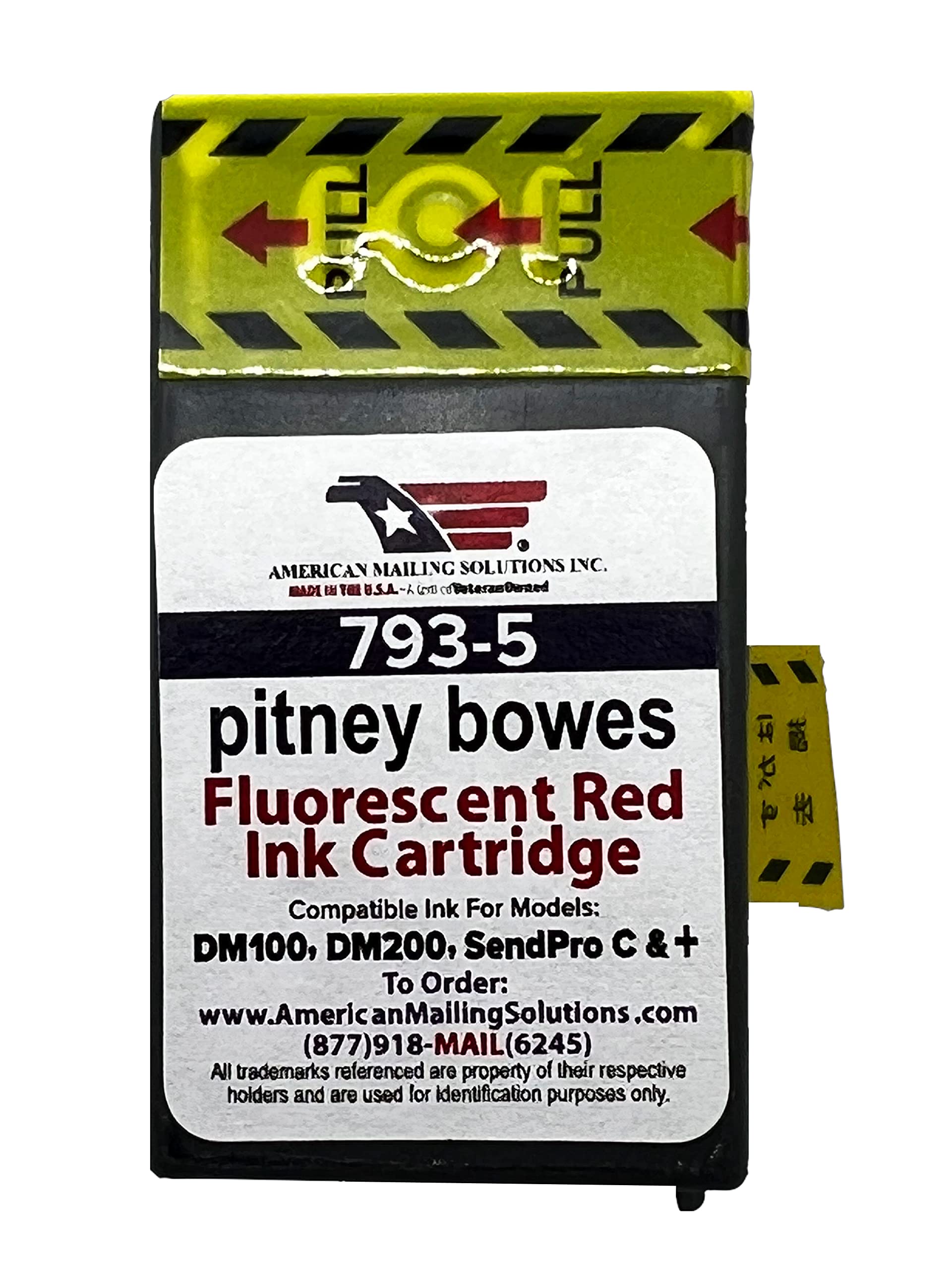 American MAILING Solutions INC. | 2-Pack | PB 793-5 Replacement Red Fluorescent Ink Cartridge for Postage Meters DM100i, DM125i, DM150i, DM175i, DM200L, DM225, SendPro 300, C200, C300, C400, C425