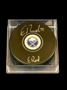 evan rodrigues buffalo sabres pittsburgh penguins signed autograph hockey puck - autographed nhl pucks