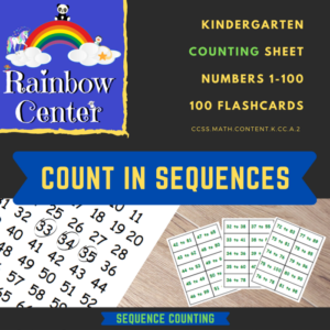 counting in sequences - worksheet & 100 flashcards - kindergarten printable assignment activity