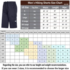 Men's Outdoor Hiking Shorts Quick Dry Stretchy 3/4 Capri Pants Cargo Shorts Male Black