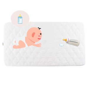bamuho waterproof pack and play mattress pad, quilted mini crib mattress protector for baby playpen playard, fits graco pack n play, baby portable mini cribs and -39" x 27", white