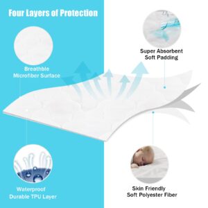 Bamuho Waterproof Pack and Play Mattress Pad, Quilted Mini Crib Mattress Protector for Baby Playpen Playard, Fits Graco Pack n Play, Baby Portable Mini Cribs and -39" x 27", White