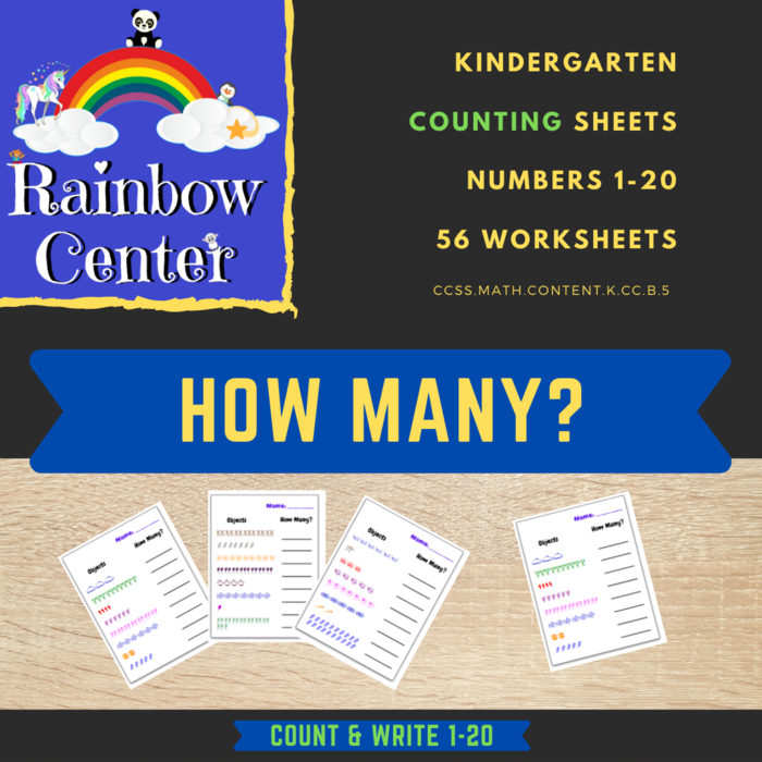 How Many? 56 Printable Worksheets - Counting and Writing 1 to 20 - Kindergarten