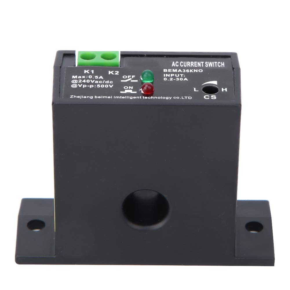 Sensing Switch,Flameproof Adjustable AC Current Sensing Switch 0.2~30A Self-Powered Sensing Switch,for Automatic Industrial Control Equipment (Normally Open)