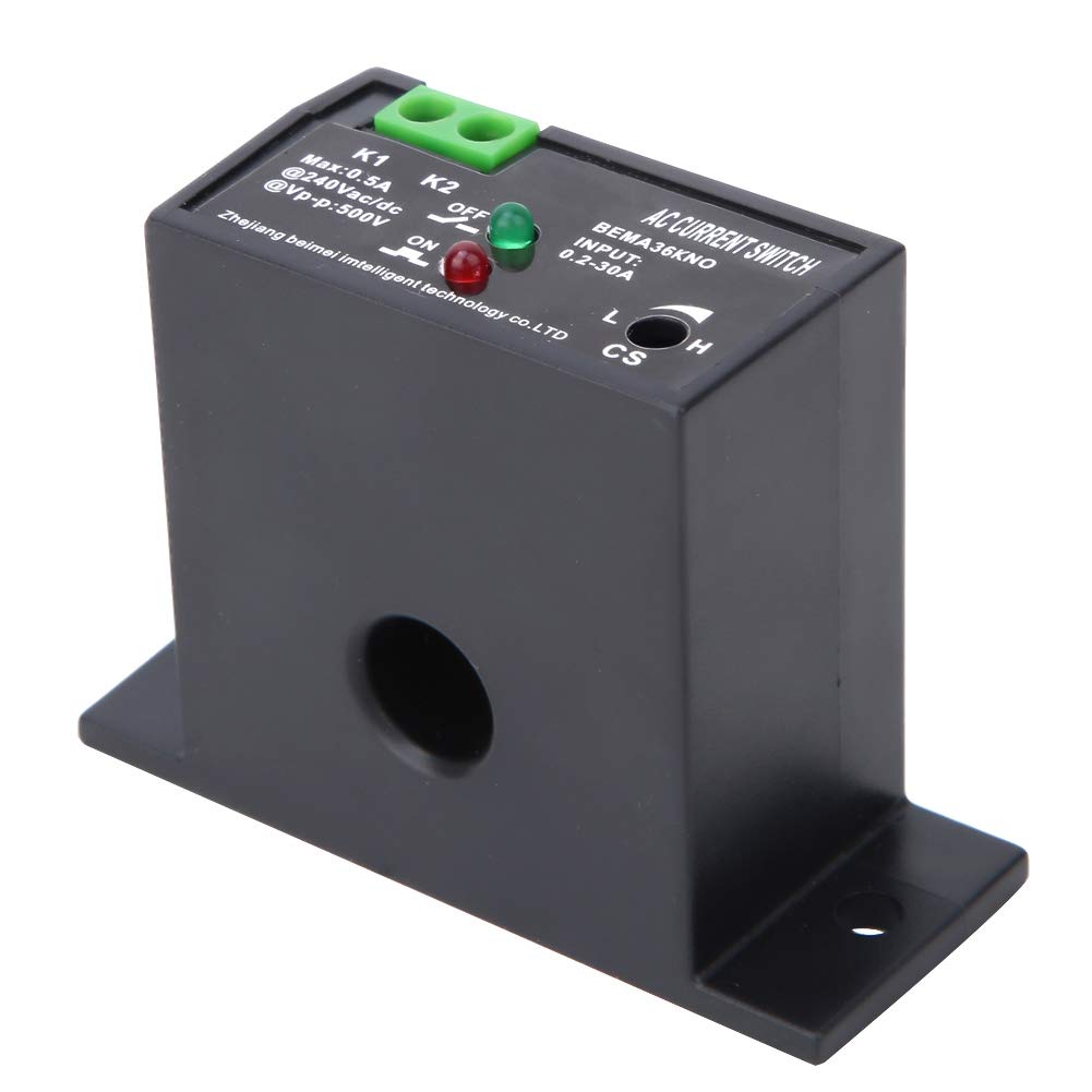 Sensing Switch,Flameproof Adjustable AC Current Sensing Switch 0.2~30A Self-Powered Sensing Switch,for Automatic Industrial Control Equipment (Normally Open)