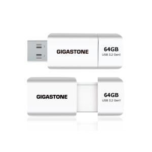 gigastone z60 64gb 2-pack usb 3.2 gen1 flash drive, ultra high speed pen drive, capless retractable design thumb drive, usb 2.0 / usb 3.0 / usb 3.1 interface compatible