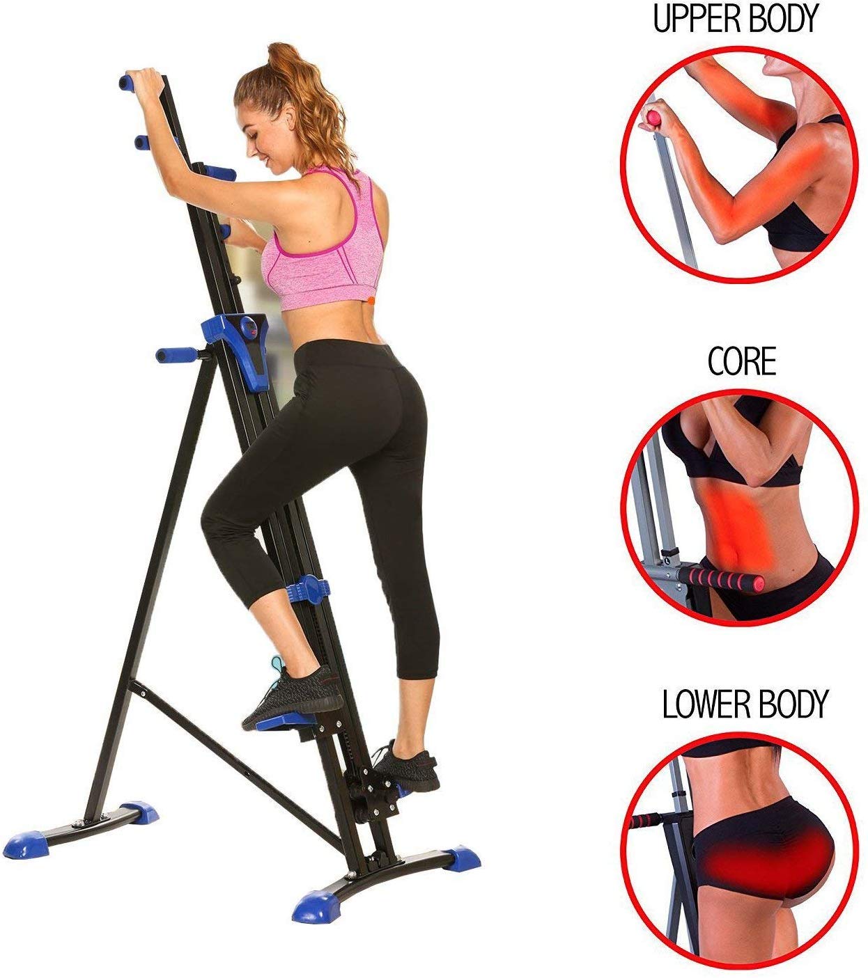 Vertical Climber Home Gym Exercise Folding Climbing Machine Exercise Bike for Home Body Trainer Stepper Cardio Workout