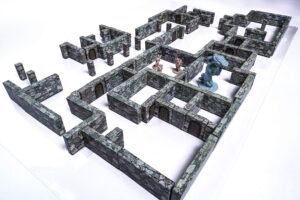 diy modular dungeon wall system - stone graphic 28mm miniature roll playing game - dungeons and dragons maps - dnd role play - battle grid mat accessory