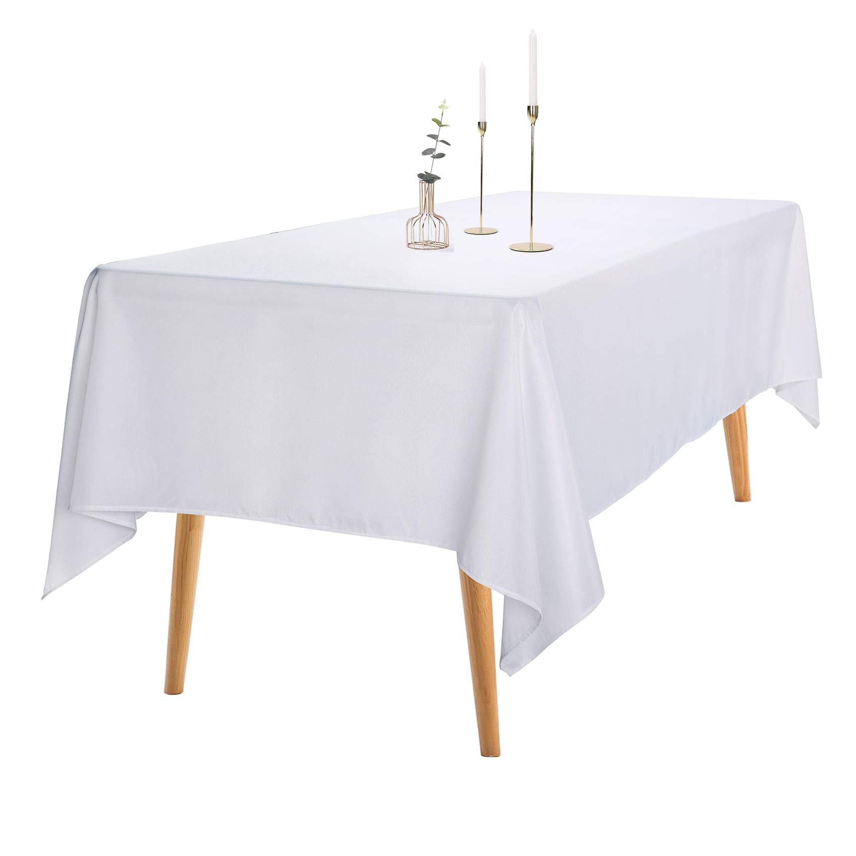 Ascoza 2pack 60x102 Inch White Rectangular Tablecloth 6 Feet Table Cloth in Polyester Fabric for Wedding/Banquet/Restaurant/Parties