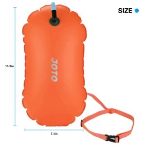 JOTO 2 Pack Swim Buoy Float for Open Water, Swimming Belt Bubble Safety Float with Adjustable Waist, Snorkeling, Swim Training, Triathletes, Kayaking -Neonyellow & Orange