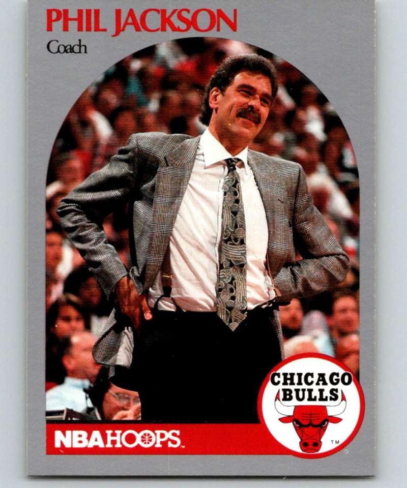 1990-91 NBA Hoops #308 Phil Jackson Chicago Bulls CO Official Basketball Trading Card