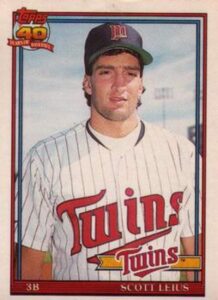 1991 topps traded #71t scott leius minnesota twins mlb baseball card nm-mt