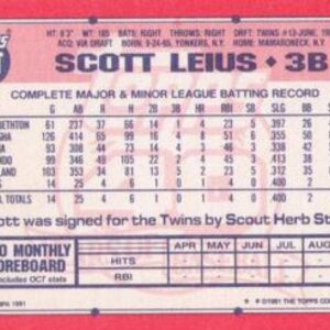 1991 Topps Traded #71T Scott Leius Minnesota Twins MLB Baseball Card NM-MT