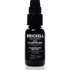 Brickell Men's Dark Circle Under Eye Treatment Serum For Men, Natural and Organic Eye Gel to Firm Men's Wrinkles, Reduce Dark Bags Under Eyes, and Promote Youthful Skin, 0.65 Ounce, Unscented