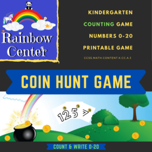 gold hunt game - kindergarten - counting numbers 0 through 20 - printable game
