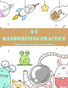 a - z handwriting practice - upper and lower-case letters - alien themed coloring pages