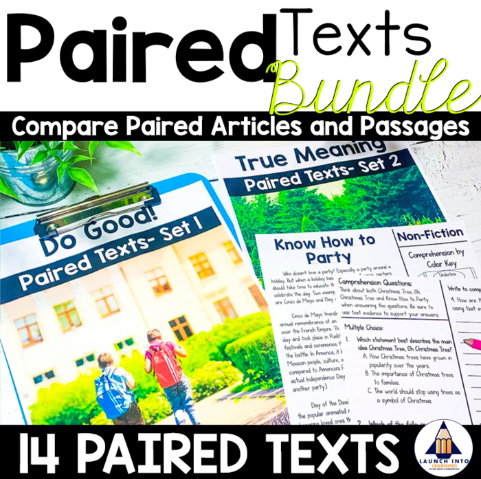 Paired Texts Bundle - Comparing 2 Similar Passages or Articles for Grades 3-5